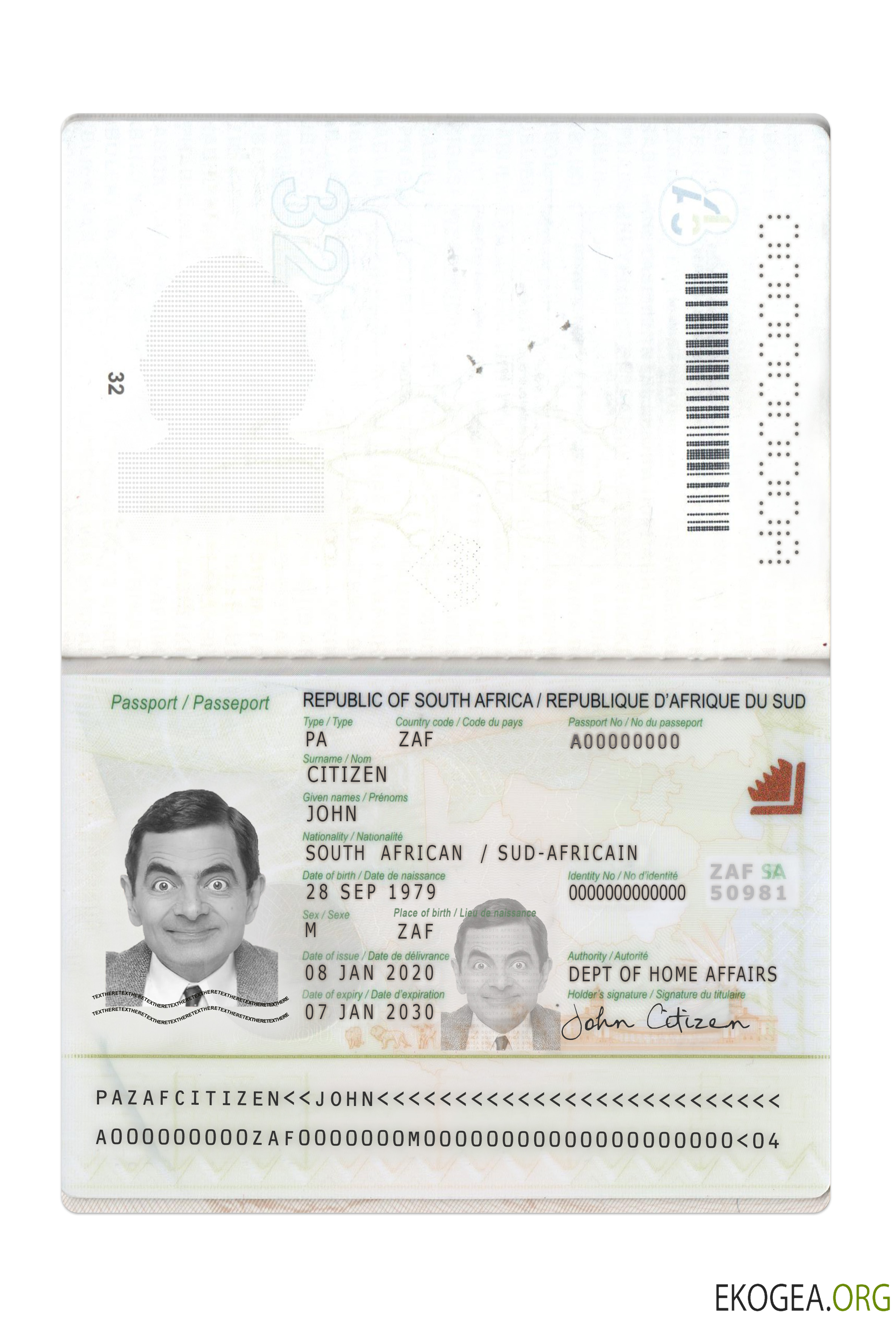 Passeport sud africain 2020 présent